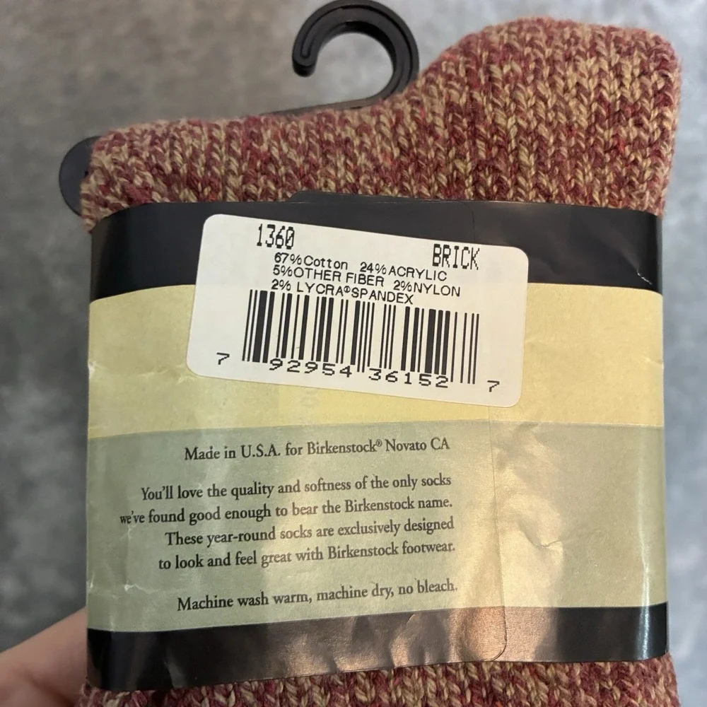 Vtg Birkenstock Classic Sock Marled Burgundy Tan Ribbed Knit Unisex W 5-10 M 5-8